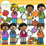 Fall Kids Leaf Detectives and Investigation Clip Art