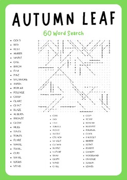 Autumn Leaf Word Search Puzzle Worksheet Activities, Brain Games