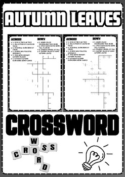 Autumn Leaves CrossWord Puzzle No prep Activity Worksheets Morning Work