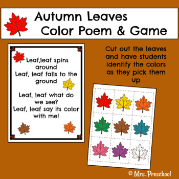 Preview of Autumn Leaves Poem & Color Identification Game