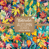 Autumn Leaves - Transparent Watercolor Digital Paper Patterns