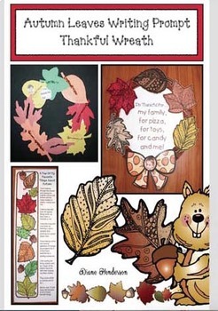 Preview of Fall Leaf Craft Thankful Writing Prompt Wreath