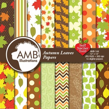 Preview of Fall Digital Papers, Autumn Leaves Background, {Best Teacher Tools} AMB-144