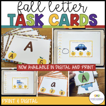 Preview of Fall Beginning Sounds Letter Matching Uppercase and Lowercase Activities