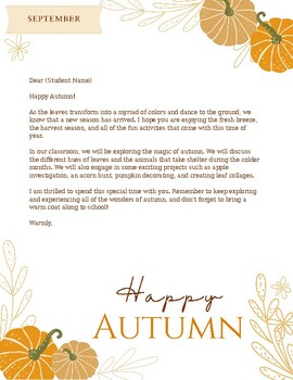 Preview of Autumn Letter to Students
