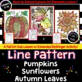 Autumn Line Pattern & Value Shading Worksheets: Sub Plan A