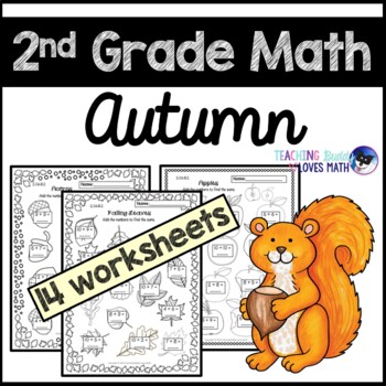 Preview of Autumn Math Worksheets Fall 2nd Grade Common Core