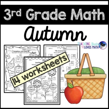 Preview of Autumn Math Worksheets Fall 3rd Grade Common Core