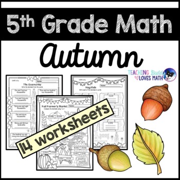 Preview of Autumn Math Worksheets Fall 5th Grade Common Core