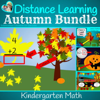 Preview of Autumn Math for Kindergarten Distance Learning Halloween Thanksgiving Bundle