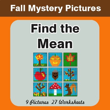 Autumn: Mean (Math Average) - Color-By-Number Math Mystery Pictures