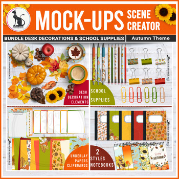 Preview of Autumn Movable Mockup School Supplies and Desk Decorations | Mini Bundle 1