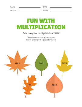 Preview of Autumn Multiplication Fun!