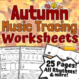 Autumn Music Worksheets | Fall Music Tracing Activities