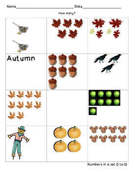 Preview of Autumn Number Quantity 0-10