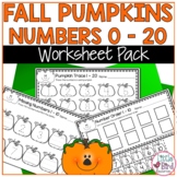 Autumn Numbers Worksheets 1-20 Pumpkin Theme | Trace, Write, Count | Inc Easel