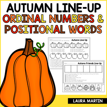 Preview of Autumn Ordinal Numbers Worksheets - Positional Words Activities FREEBIE