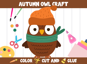 Preview of Autumn Owl Craft Activity - Color, Cut, and Glue for PreK to 2nd Grade, PDF File