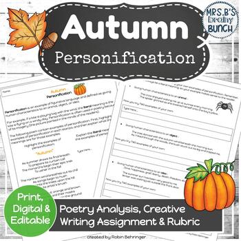 Preview of Autumn Writing Activities | Print & Digital | Editable