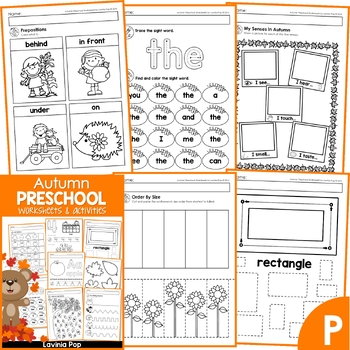 autumn fall preschool no prep worksheets activities by lavinia pop