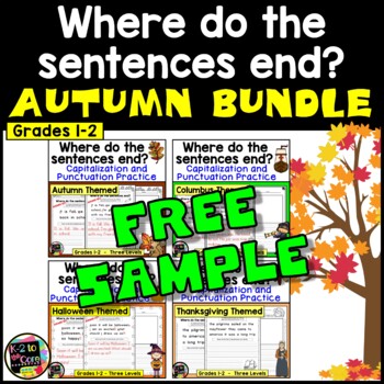 Preview of Writing Capitalization and Punctuation Practice FREE FALL SAMPLER