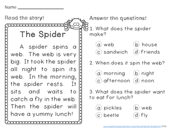 Autumn Reading Comprehension Passages First Grade by Sarah ...