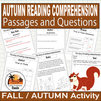 Preview of Autumn Reading Comprehension Passages and Questions - Fall - Printable & Digital