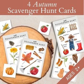 Preview of Autumn Scavenger Hunt with Photos | Fall I Spy Memory Matching Cards Game