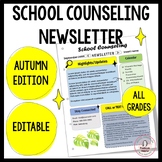 ✨Autumn School Counseling Newsletter- Editable Templates W