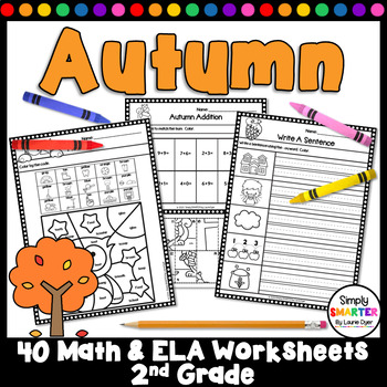 Preview of Autumn Second Grade Math and Literacy Worksheets and Activities