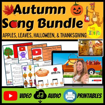 Preview of Autumn Song Bundle: Apples, Leaves, Halloween, Thanksgiving Activities | PreK-3
