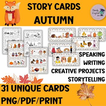 Preview of Autumn Story/ Speaking Cards halloween task cards, creative storytelling/writing