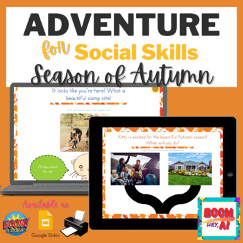 Preview of Autumn Speech Therapy Social Skills Social Inferencing BOOM CARDS Google Slides