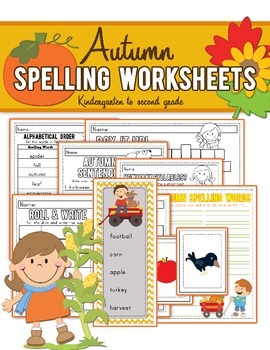 Autumn Spelling Worksheet Packet: Kinder to 2nd Grade | TpT