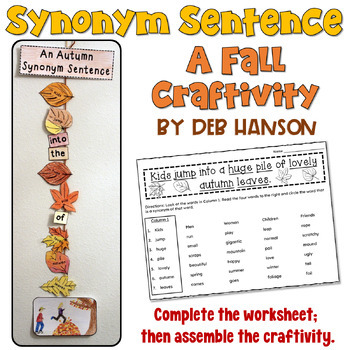 Synonym Sentence Fall Craftivity By Deb Hanson Tpt