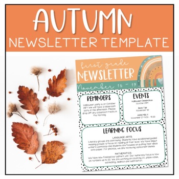 Preview of Autumn Thanksgiving Editable Newsletter Boho Rainbow