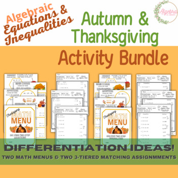 Preview of Autumn & Thanksgiving Solving Algebraic Equations and Inequalities Bundle