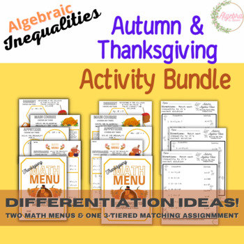 Preview of Autumn & Thanksgiving Solving Algebraic Inequalities Bundle