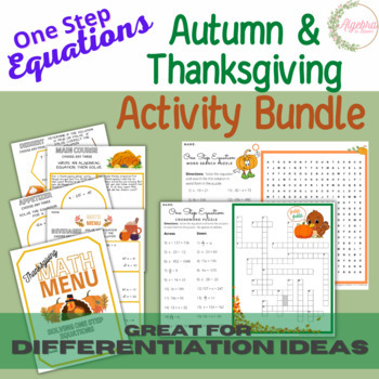 Preview of Autumn & Thanksgiving // Solving Algebraic One Step Equations Bundle