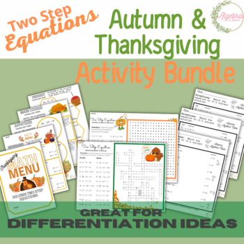 Preview of Autumn & Thanksgiving // Solving Algebraic Two-Step Equations Bundle