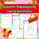 Autumn Thanksgiving Tracing Worksheets for kids
