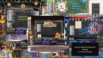 Preview of Autumn Themed Bitmoji Virtual Classroom (17 Rooms) BUNDLE