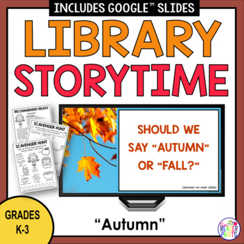 Preview of Autumn Library Lesson -- Fall Storytime -- Fall Activities -- Back to School