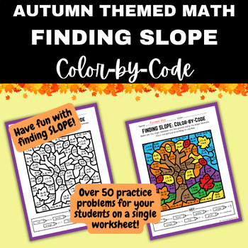 Preview of Autumn Themed Math Color by Code: Finding Slope Between Two Points