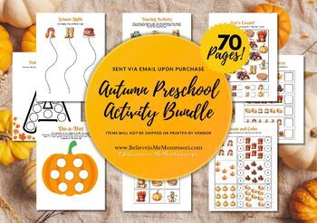 Preview of Autumn Themed Preschool Activity Bundle