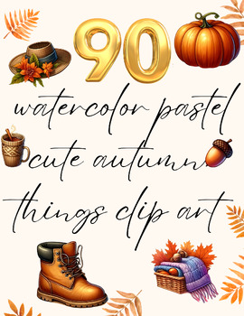 Preview of Autumn Treasures: Watercolor Pastel Cute Autumn Things Clip Art Collection