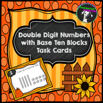 Preview of Autumn Two Digit Numbers with Base Ten Blocks Task Cards