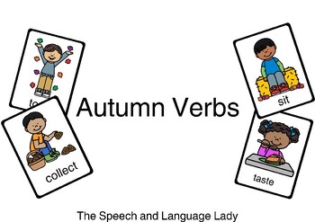 Preview of Autumn Verb Cards (Color & BW)