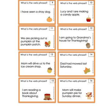 Autumn Verbs: Verb Phrases, Main Verbs, Helping Verbs | TpT
