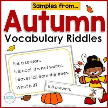 Preview of Autumn Vocabulary Activities - Fall Riddles for Inference & Drawing Conclusions